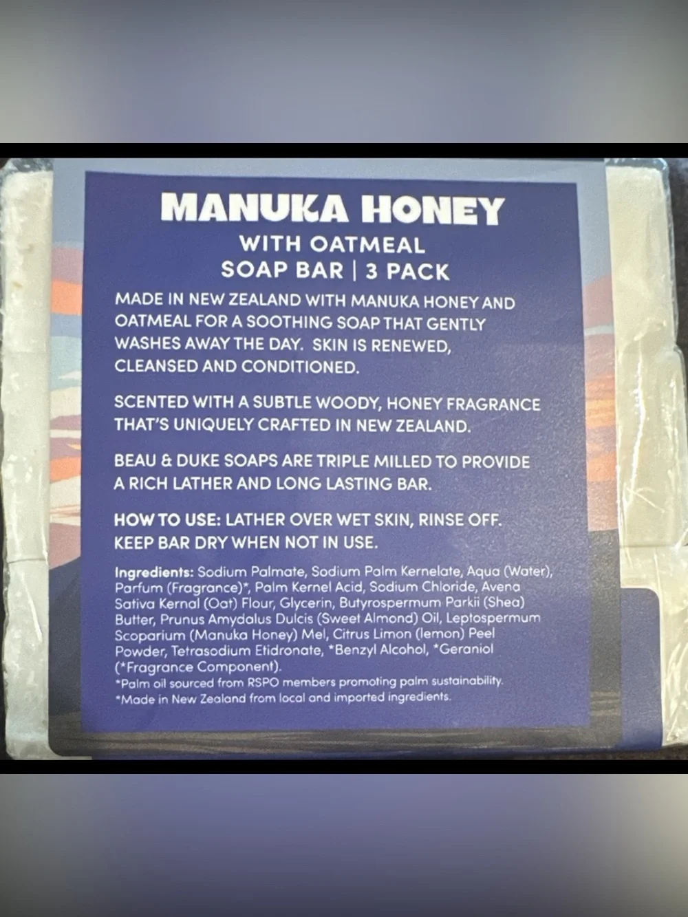 Beau & Duke Manuka Honey W/ Oatmeal 3CT 5 Oz Each Made In New Zealand